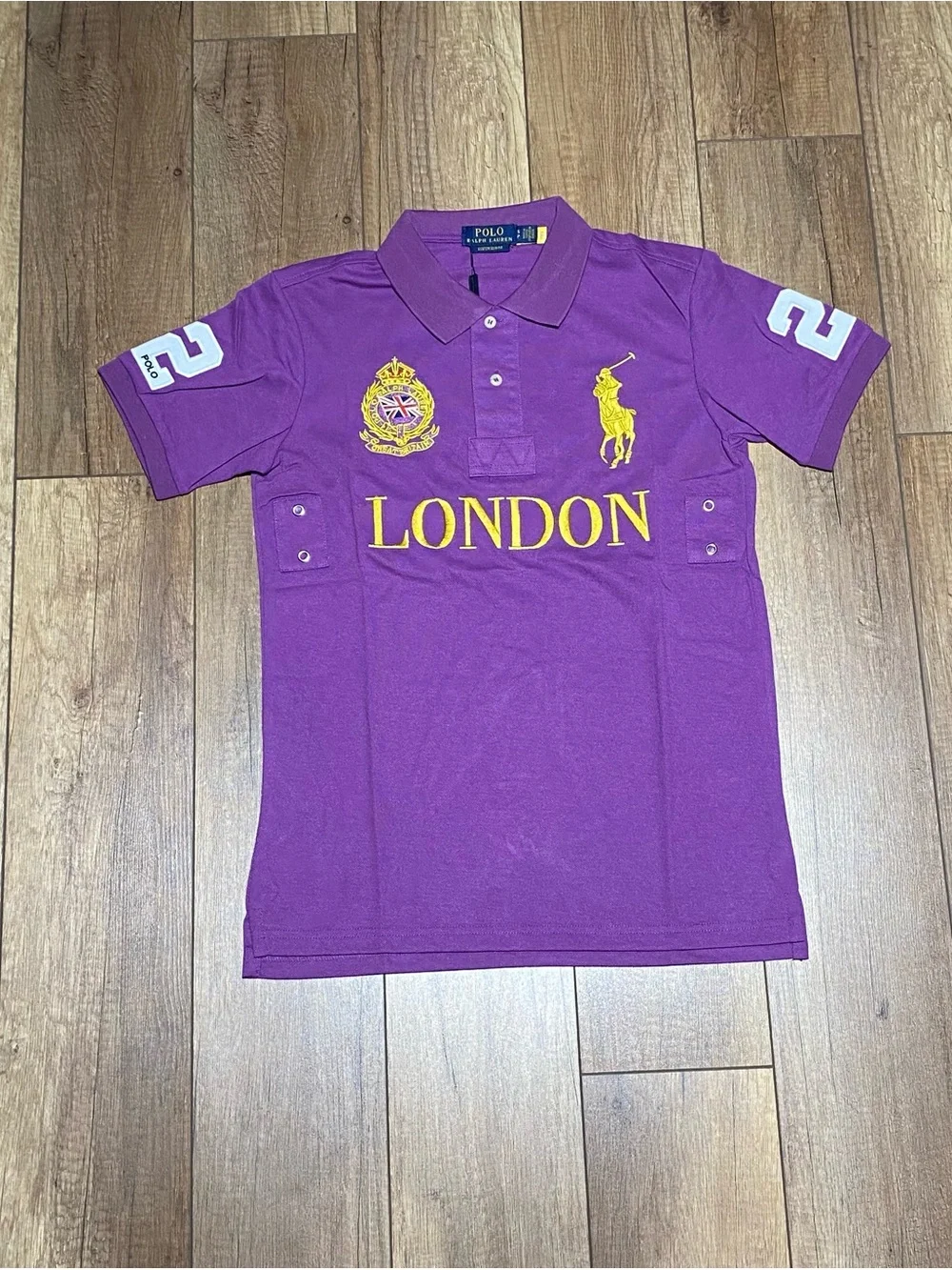 Polo Ralph Lauren Custom Slim Fit Purple London Polo Shirt Short Sleeve NWT